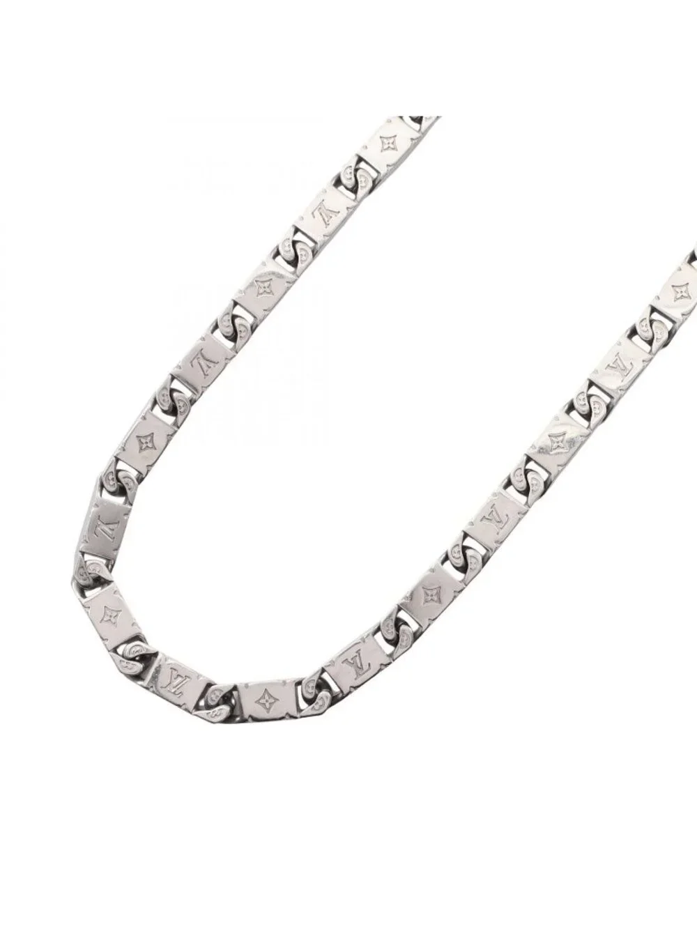 Louis Vuitton Necklace Monogram Tied Up Silver Stainless Steel